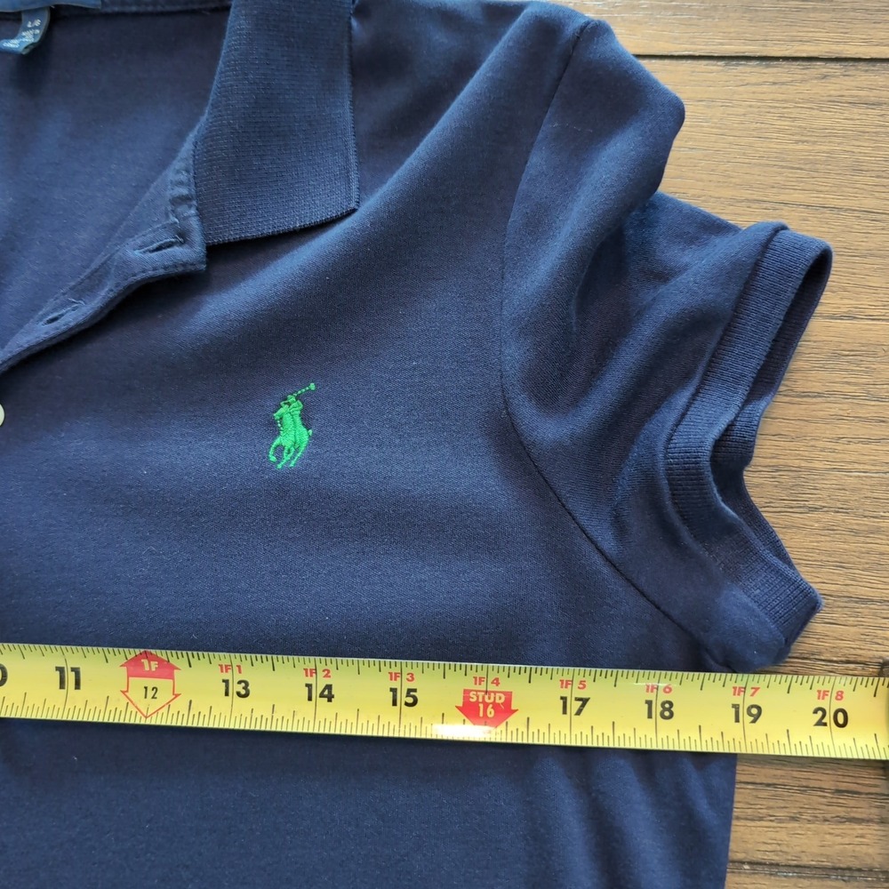 Ralph Lauren Womens Navy Blue Short Sleeve Pique Polo Dress Green Pony Logo L - Picture 5 of 5
